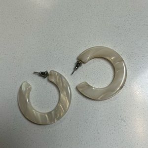 NWT iridescent pearl hoops